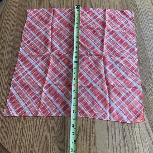 Vintage Talbots Coral Plaid 100% Silk Square Spring Summer Scarf - Picture 7 of 7
